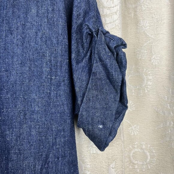 COS organic cotton hemp denim shift dress cuffed short sleeve summer classic 10 - Picture 5 of 11
